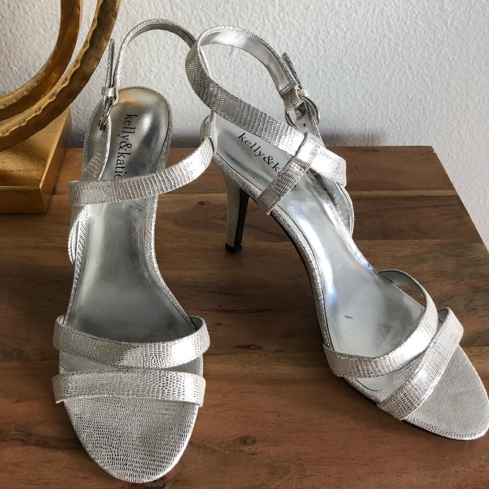 Kelly and Katie Silver Strap Heel